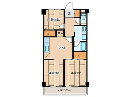 ラベニール鹿島(3DK/6階)の間取り写真