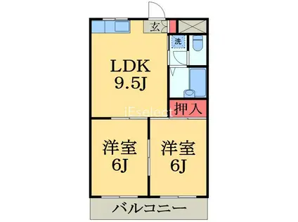 モンシェール志津II(2LDK/2階)の間取り写真