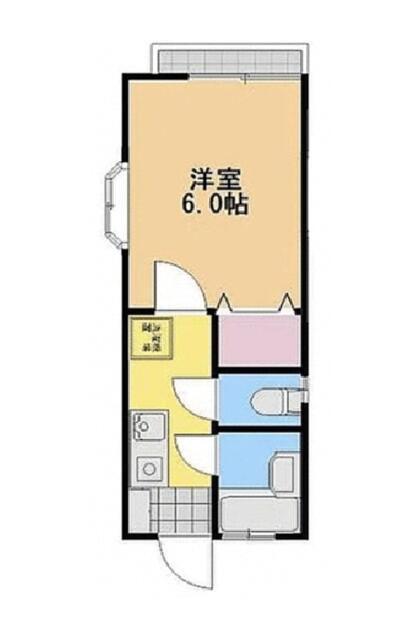 フラット南台(1K/1階)の間取り写真