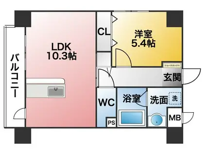 ル・コンセルト本陣(1LDK/5階)の間取り写真