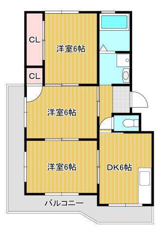 豊浜マンション(3DK/4階)の間取り写真