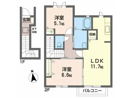 シャーメゾン・ホ・ラグッチ56-A(2LDK/2階)の間取り写真