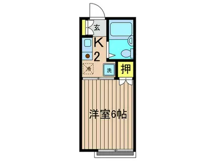 ワンククレ世田谷(1K/2階)の間取り写真