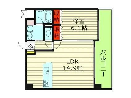レジディア城北公園(1LDK/9階)の間取り写真