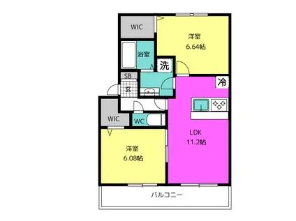 DAIWAHOUSEセキュリティプレシボヌール弥永(2LDK/2階)の間取り写真