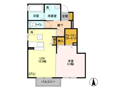 エルヴィレッジC(1LDK/1階)の間取り写真