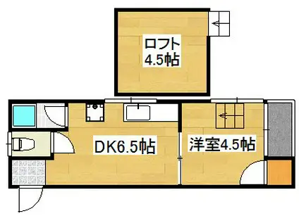 ASTRO A棟(1SDK/2階)の間取り写真