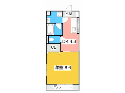 エクセル伊勢山II(1DK/2階)の間取り写真