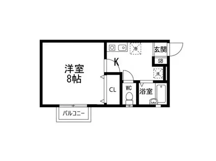 仙台市地下鉄南北線 北四番丁駅 徒歩8分 2階建 築27年(1K/2階)の間取り写真