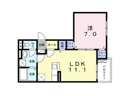 モデルノ ケマ(1LDK/2階)の間取り写真