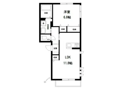 カーサ・トレム(1LDK/2階)の間取り写真