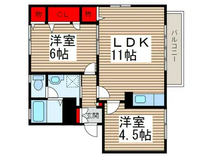 ST.REGIS COURTA(2LDK/2階)の間取り写真