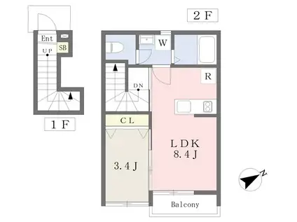 FLORAISON長町南(1LDK/2階)の間取り写真