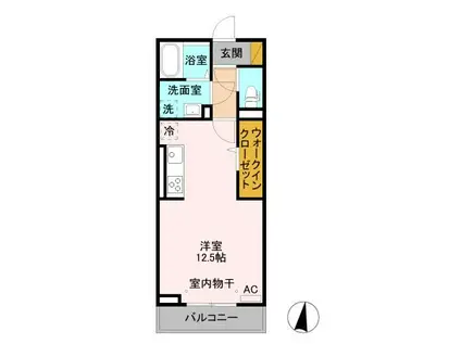 レフィナードC(ワンルーム/2階)の間取り写真