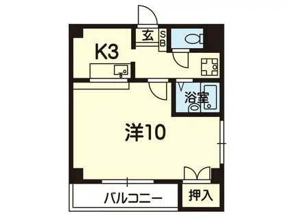 プレジデントK(1K/3階)の間取り写真