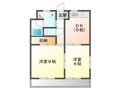 ノーブルII(2DK/1階)の間取り写真