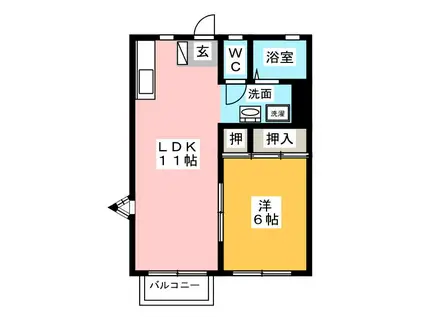 ジュビリオA(1LDK/2階)の間取り写真
