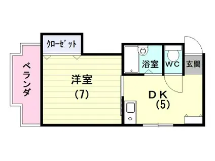 コーポ辻岡(1DK/2階)の間取り写真