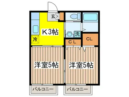 エレガントミヤ(2K/1階)の間取り写真