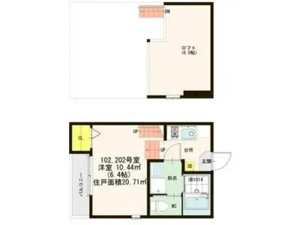 アニュー中村区役所駅前(1K/2階)の間取り写真