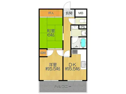 ミトハウス(2DK/4階)の間取り写真