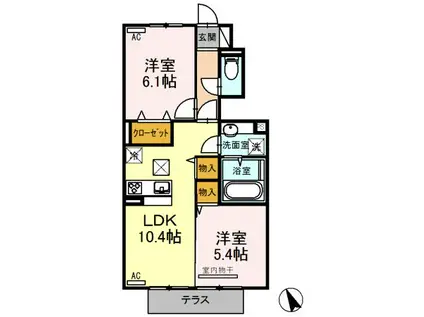 ソディスファーレ(2LDK/1階)の間取り写真