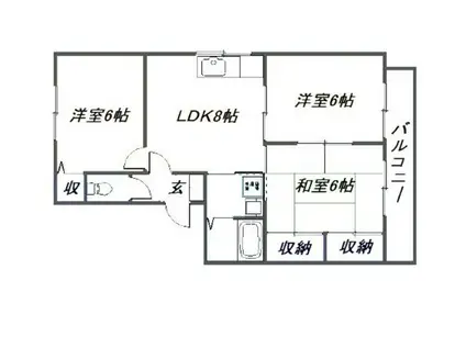 セジュール石田F(3LDK/3階)の間取り写真