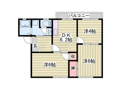 ハイツ神和(3DK/1階)の間取り写真