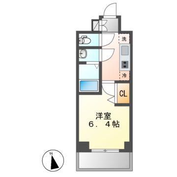 プレサンス広小路通今池(1K/8階)の間取り写真