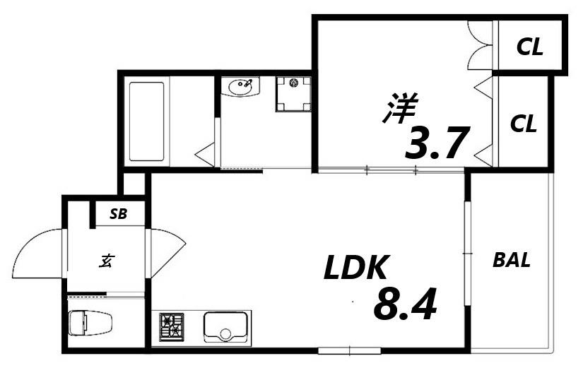 F ASECIA CHYPRE(1LDK/1階)の間取り写真