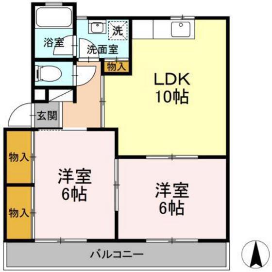 カレントK01(2LDK/1階)の間取り写真
