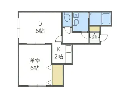 ラパス本通17II(1LDK/2階)の間取り写真