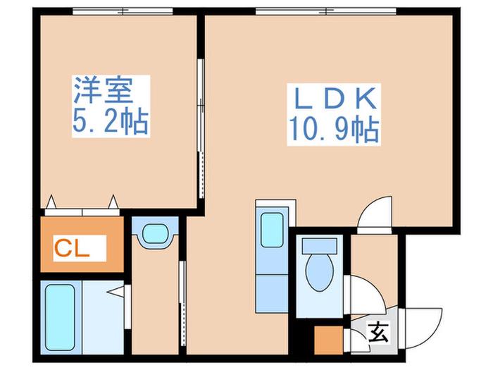 グランディール澄川(1LDK/4階)の間取り写真