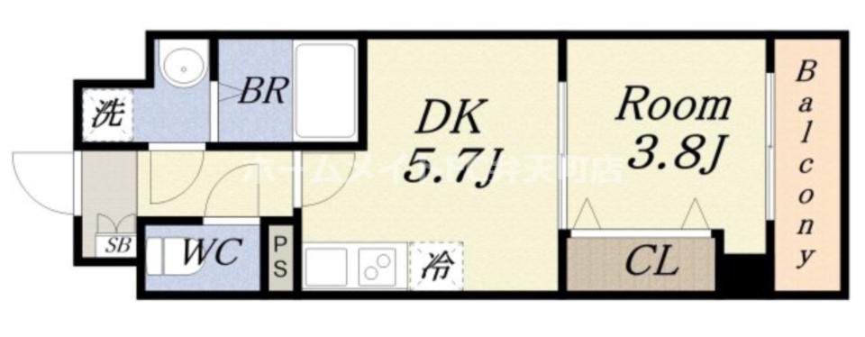 ARCA九条(1DK/4階)の間取り写真