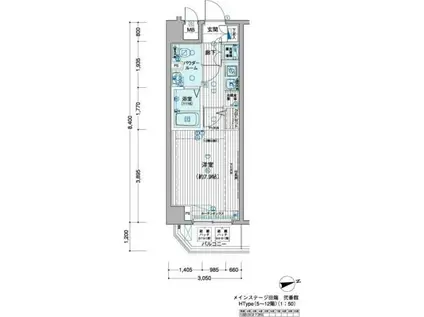 メインステージ田端弐番館(1K/9階)の間取り写真