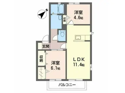 PORAPORA(2LDK/2階)の間取り写真