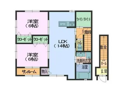 ブレストII(2LDK/2階)の間取り写真