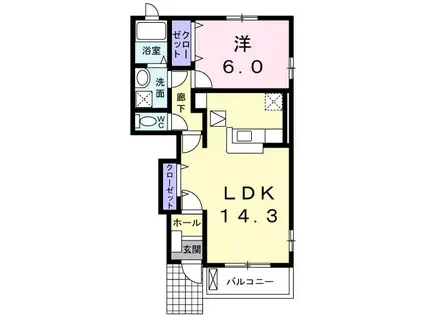 グリーン イーストタウンB(1LDK/1階)の間取り写真