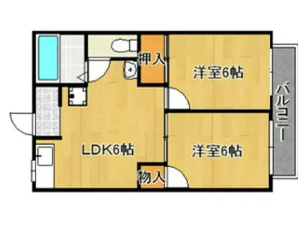 ノースウインダム(2DK/1階)の間取り写真