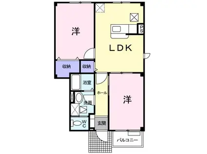 アンソレイエ アヴェニューB(2LDK/1階)の間取り写真