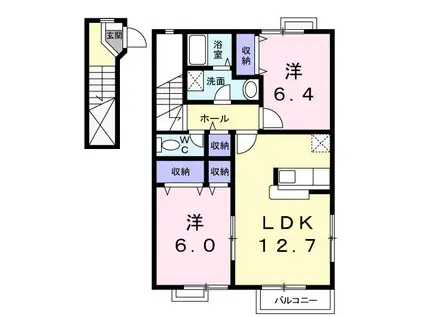 ウエスト・ウイング(2LDK/2階)の間取り写真