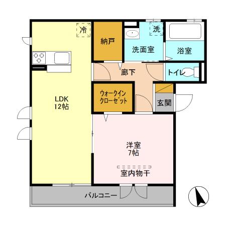 WINDWARD(1LDK/2階)の間取り写真