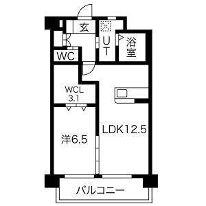 セントレア浄水(1LDK/1階)の間取り写真