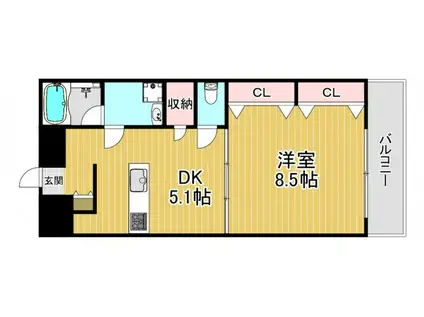 アルグラッド野田駅前(1DK/7階)の間取り写真