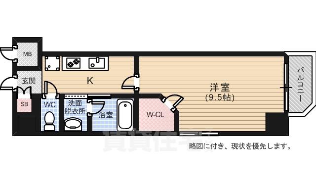 ウイング宝町フォース(1K/2階)の間取り写真