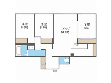 レインボーロード宮の森2ND(3LDK/4階)の間取り写真