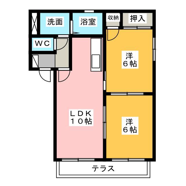 ブライトタウンII(2LDK/2階)の間取り写真