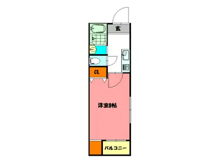 Kパラッツォ(1K/2階)の間取り写真