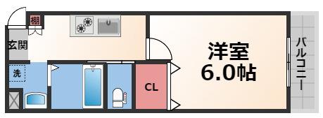 みおつくし小路 (1K/2階)の間取り写真