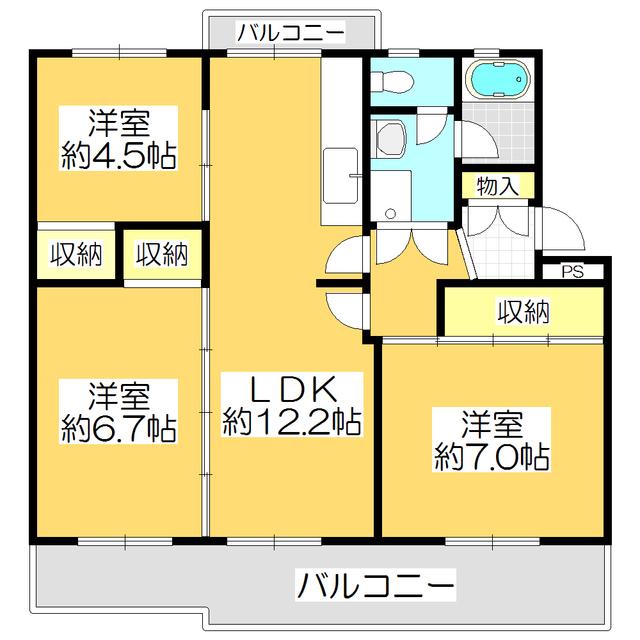 ヴィラナリー屋島 5号棟(3LDK/4階)の間取り写真
